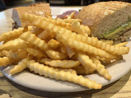 Chicken sandwich with fries