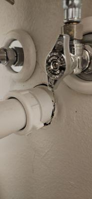 Plumbing in our brand new home. Apparently, this is the way all homes in the development were delivered.