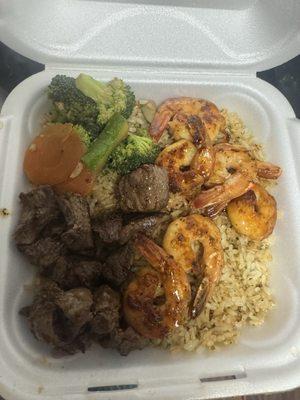 Teriyaki combo with 8oz sirloin and shrimp