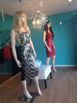 The interior mannequin display, usually the new arrivals