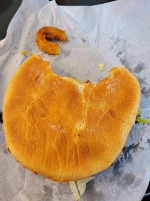 This massive burger is literally the size of my face! I felt like a toddler eating this thing!