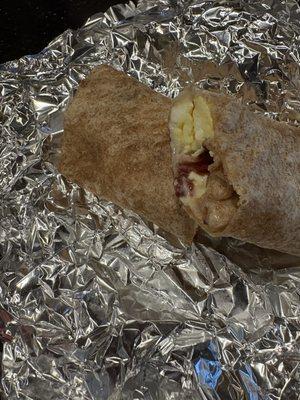 Bacon egg and cheese cheese burrito