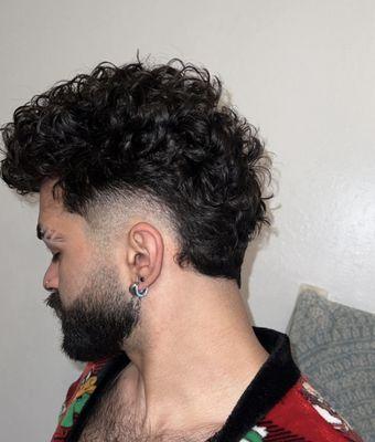 Burst fade with styled curls