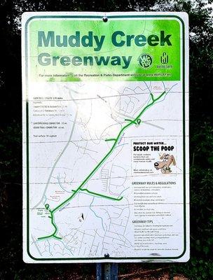 Signage with all the details of the 2.91 mile greenway
