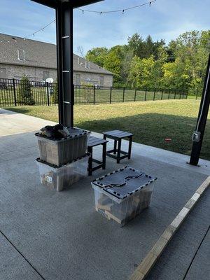 The porch outside of Ally's Alehouse