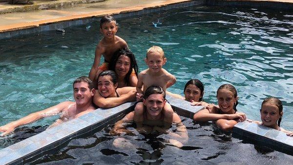 Enjoying our clean pool, thanks to OC Pools!