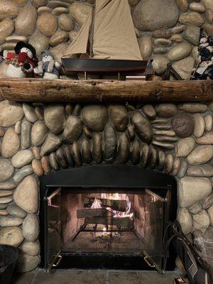 A nice warm crackling fireplace is a must