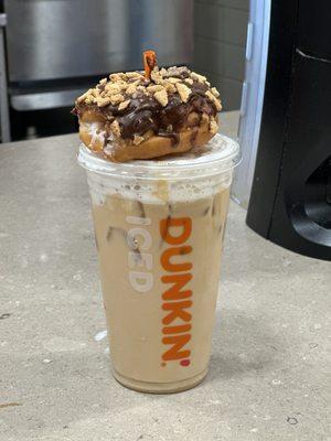 Smores donut and coffee. Brownie batter donut is the best.