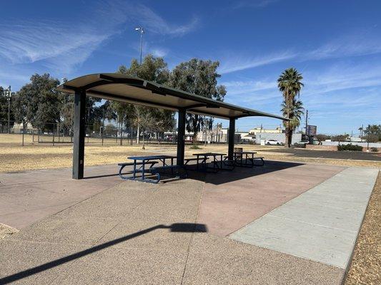 Picnic tables and shade