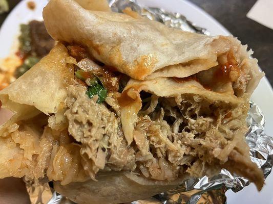 So excited to find a pork Chile Verde Burrito! Rare in these parts
