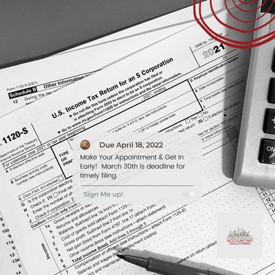 Income taxes due April 18, 2022 Starts at $325