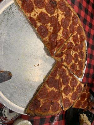 Thin crust pepperoni