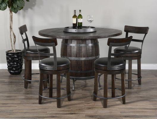 Homestead Round Pub Table w/ Wine Barrel Base Dimensions: 54"Rx36"H
Base & Lazy Susan Swivel