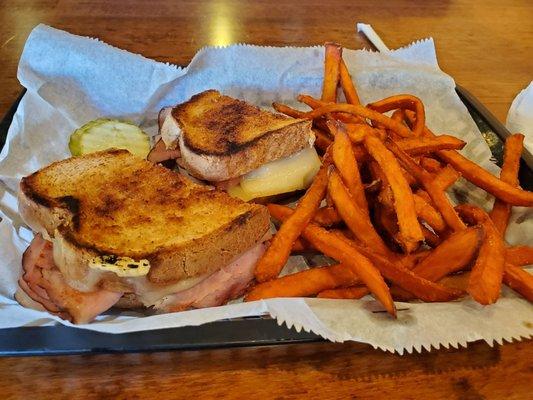 Blackforest Ham & Gruyere Swiss grilled cheese w/Sweet Potato fries ~ 10.30.22