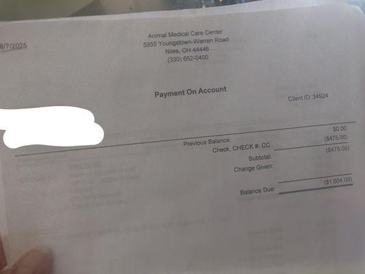 $1600 for what? Surgery she didn't have