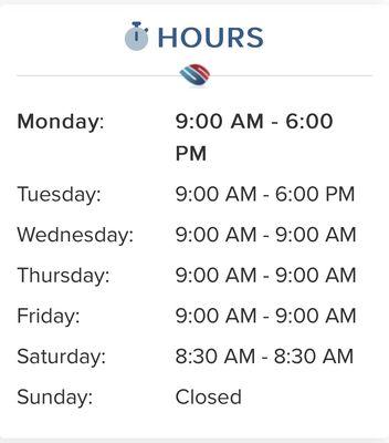 Hours of Operation 5/1/23
