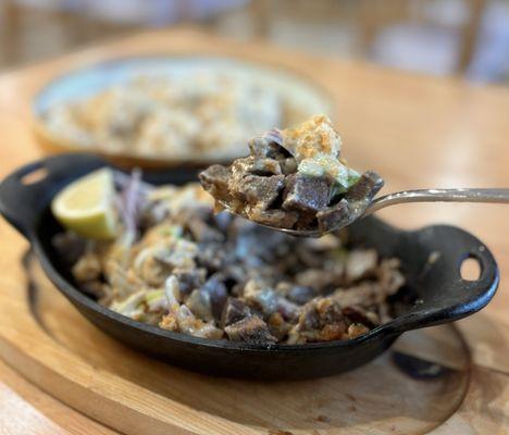 Lengua Sisig w/ ox tongue, special sauce, chicharrón ($30)