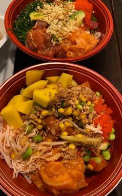 Salmon and spicy tuna bowls