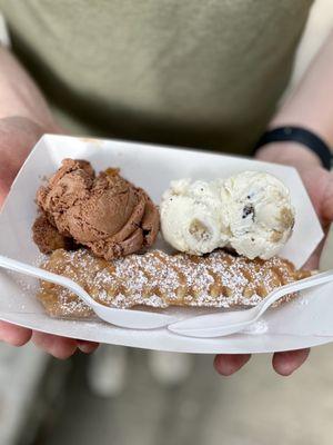 Waffle and ice cream