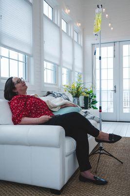 Middle aged female getting Energy Boost IV Therapy in Tulsa, OK.