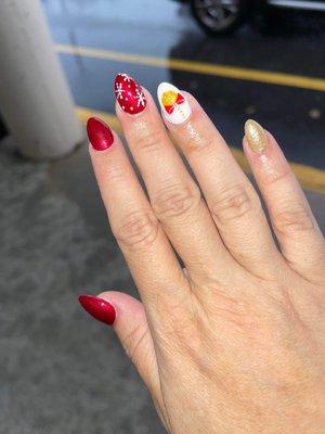 Christmas inspired nails. Thank you Vivian. Perfect job.