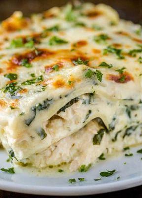 White chicken alfredo lasagna