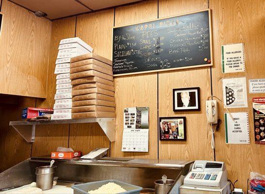 7/5/25 - where the pizza's made. Menu above