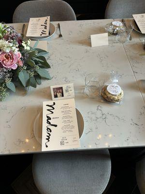 Place cards and menus at the event