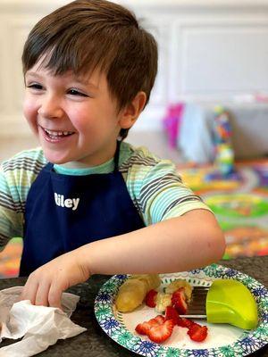 Learning to chop and slice fruits and vegetables