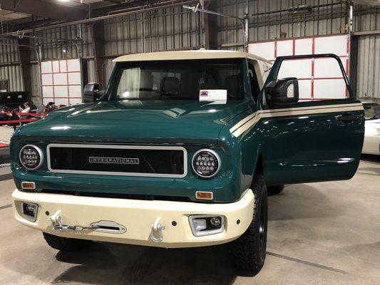 '67' International Scout built over Nissan Titan HD with Cummins Diesel engine.
