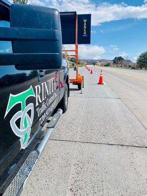 Trinity Traffic Control service vehicle on site.