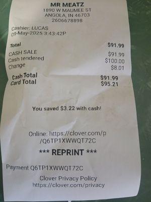 My copy of the receipt