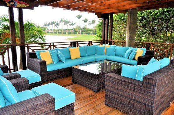 My beautiful patio set curtesy of Outdoor patio Emporium. Love the deep seating and lively colors!!