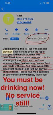 You can clearly see in the other photos they never did the job they still have the part in December and we're not even with them