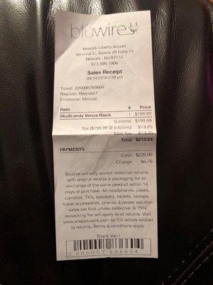 Actual receipt with false retail price