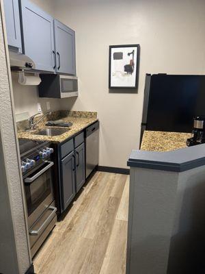 Small kitchen but it did the trick and it had new pots and pans provided.