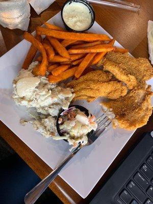 Fish and sweet potato fries- actually pretty good!