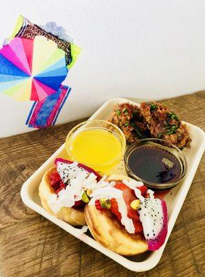 Japanese Air Pancakes with Berbere Spiced Chicken Fingers