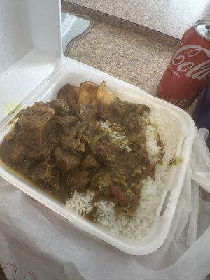 Rice and curry goat