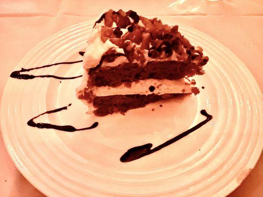 Carrot cake with the lightest cream I've ever had. FANTASTIC