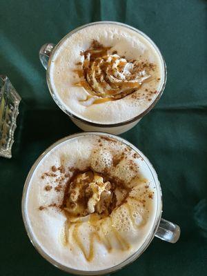 The top on is cinnamon pecan and the bottom one is the Noel which is also a seasonal drink at golden leaves!