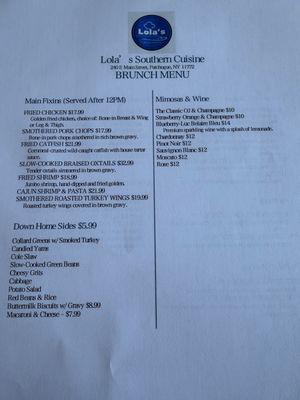 Sunday Menu