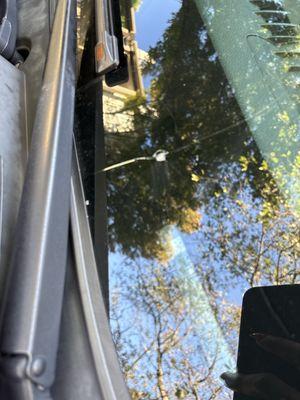 Crazy. That brush head cracked my windshield