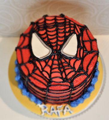 Spiderman Cake- Chocolate Cake with vanilla buttercream with fondant mask