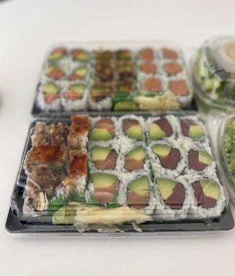 3 roll 3 Rolls Lunch Special: Shrimp Tempura Roll, Salmon Avocado Roll, Tuna Avocado Roll