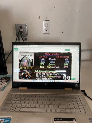 Check out the sales screen behind the register. Sales change daily and weekly.