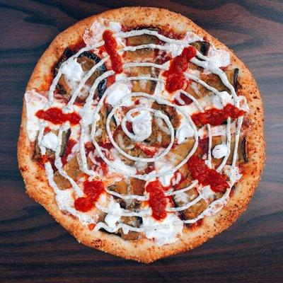 Eggplant Pizza with Spin Sauce!