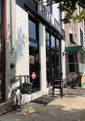 We are located inside the glass door under the Pizza Walay/Jumbo Slice sign.