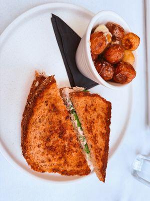 Chicken salad + parmesan potatoes