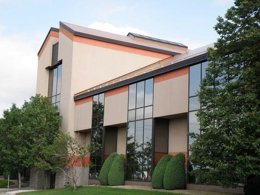 The view of The Towers Airport Business Park (1200 Scottsville Rd. Bldg. A) from the road.